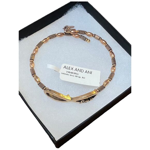 Alex and Ani Infinite Love Wrap Bangle Bracelet coppery gold finish Vintage-66 - Picture 9 of 11